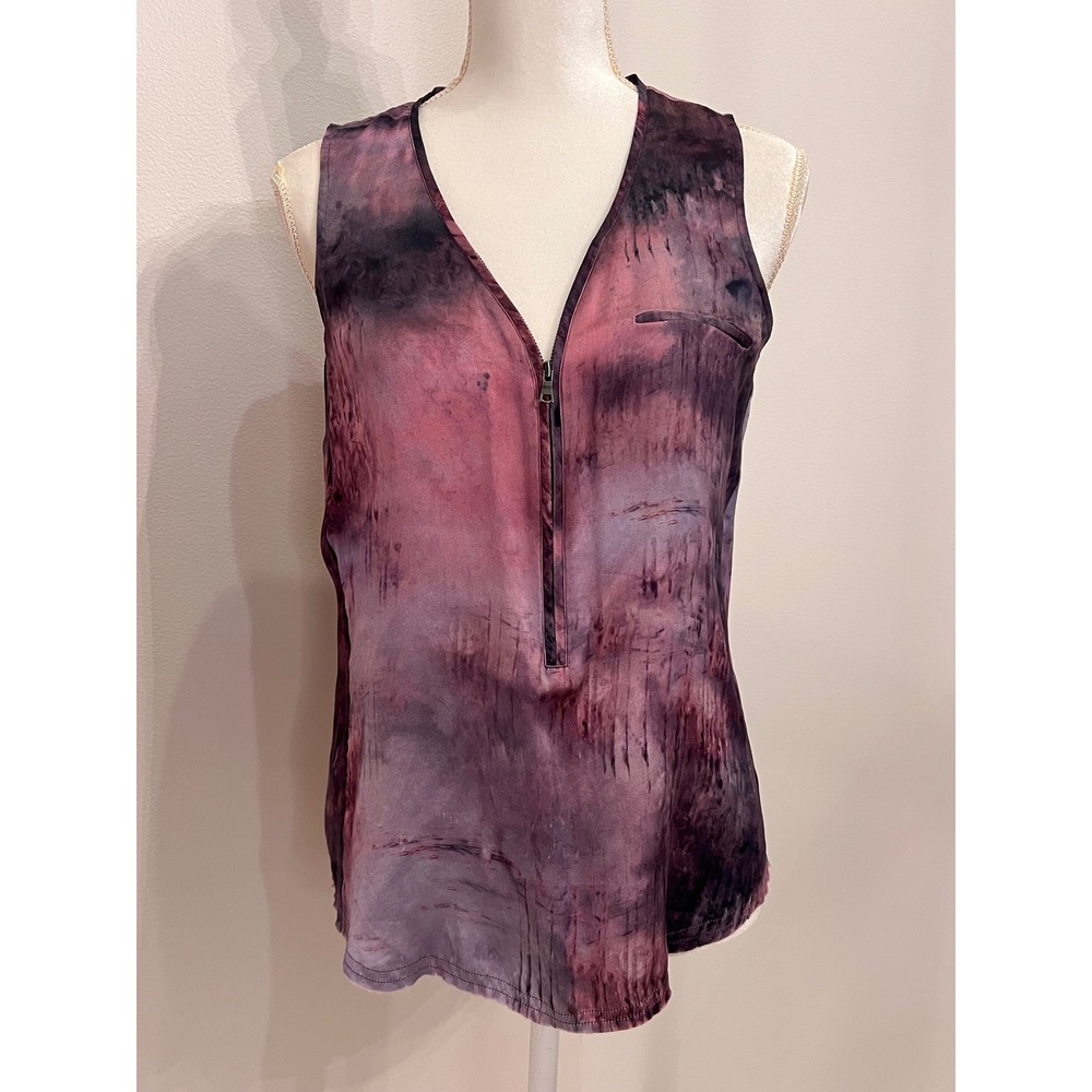 Go by Go Silk washable Silk Zippy Tank Luxe in Purple Watercolor size small